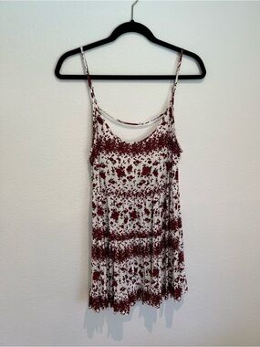 Brandy Melville White Dress with Red Rose Print